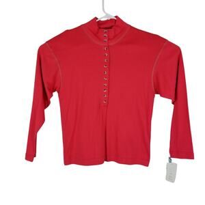Women's NWT Them Red Long Sleeve Button Front Shirt Medium